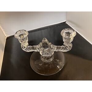 Vintage Glass Double Candlestick Holder